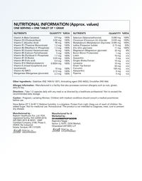 Nutritional information label for a supplement