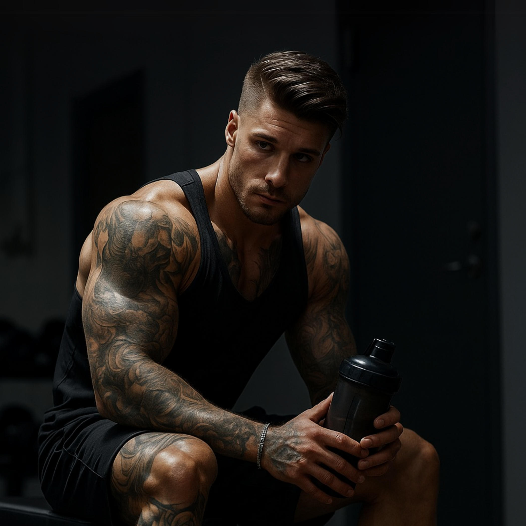 Muscular man with tattoos