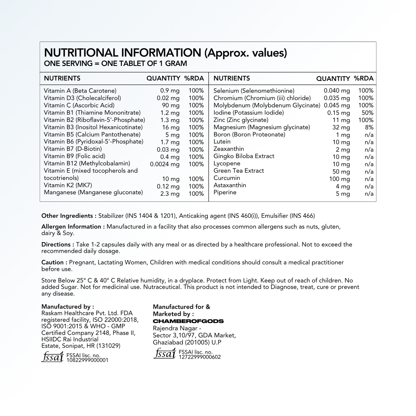 GodComplex Multivitamins Supplement - 60 Servings