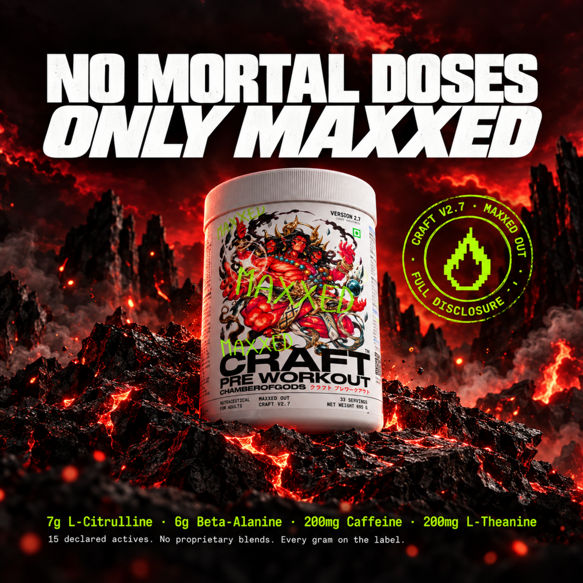 CRAFT Maxxed Out Pre-Workout | Chilli Guava 33 Servings