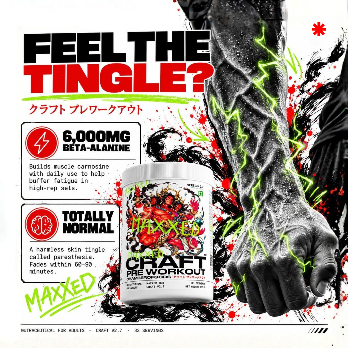 CRAFT Maxxed Out Pre-Workout | Chilli Guava 33 Servings