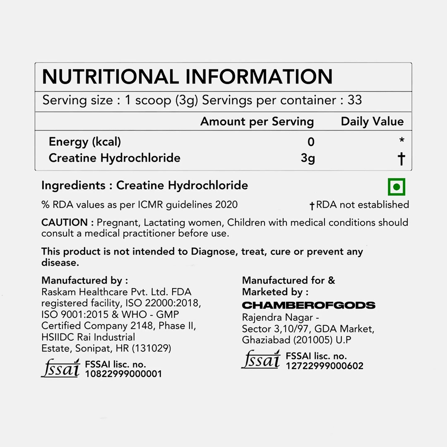 Creatine Hcl Original | 100% Pure