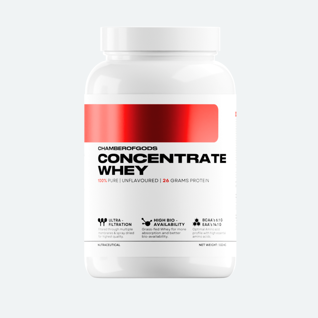 Chamber of Gods Concentrate Whey Protein Powder - 100% Pure, Unflavored Formula with 26g Protein Per Serving, Ultra-Filtrated for High Bio-Availability and Optimal Amino Acid Profile